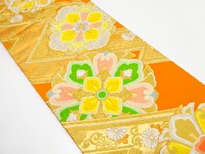 アンティーク　華紋に幾何学・菊唐草模様織り出し袋帯（材料）